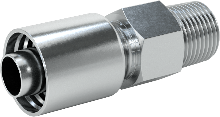Hidrolik Sıvı için Sıkma Tipi Hortum Adaptörü, Parker 56 Serisi, 3/8" Hortum İç Çapı x 3/8 NPTF Erkek