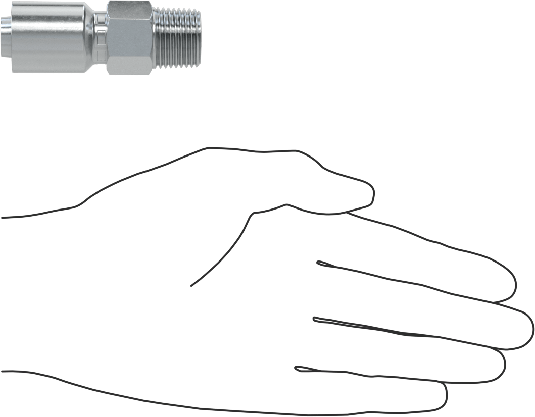 Hidrolik Sıvı için Sıkma Tipi Hortum Adaptörü, Parker 56 Serisi, 1/2" Hortum İç Çapı x 1/2 NPTF Erkek