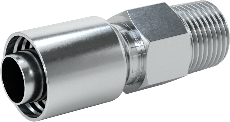 Hidrolik Sıvı için Sıkma Tipi Hortum Adaptörü, Parker 56 Serisi, 1/2" Hortum İç Çapı x 1/2 NPTF Erkek