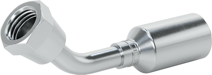 Hidrolik Sıvı için Sıkma Tipi Hortum Adaptörü, 45 Derece, Parker 56 Serisi, 1/4“ Hortum İç Çapı x 7/16”-20 Dişi