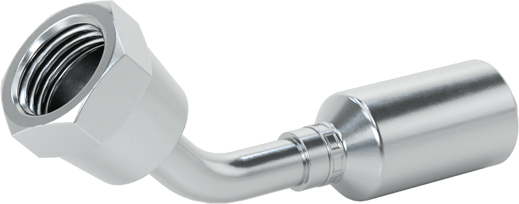 Hidrolik Sıvı için Sıkma Tipi Hortum Adaptörü, 45 Derece, Parker 56 Serisi, 1/4“ Hortum İç Çapı x 9/16”-18 Dişi