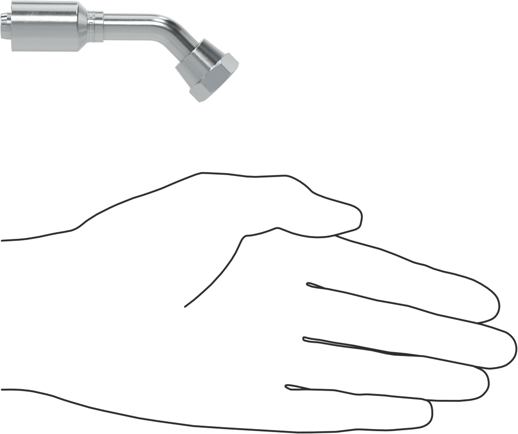 Hidrolik Sıvı için Sıkma Tipi Hortum Adaptörü, 45 Derece, Parker 56 Serisi, 3/8“ Hortum İç Çapı x 9/16”-18 Dişi