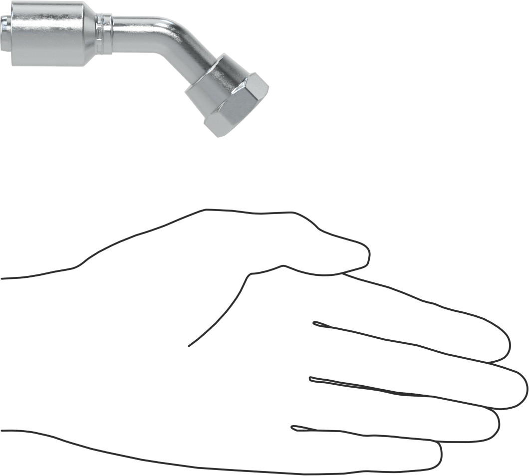 Hidrolik Sıvı için Sıkma Tipi Hortum Adaptörü, 45 Derece, Parker 56 Serisi, 1/2“ Hortum İç Çapı x 3/4”-16 Dişi