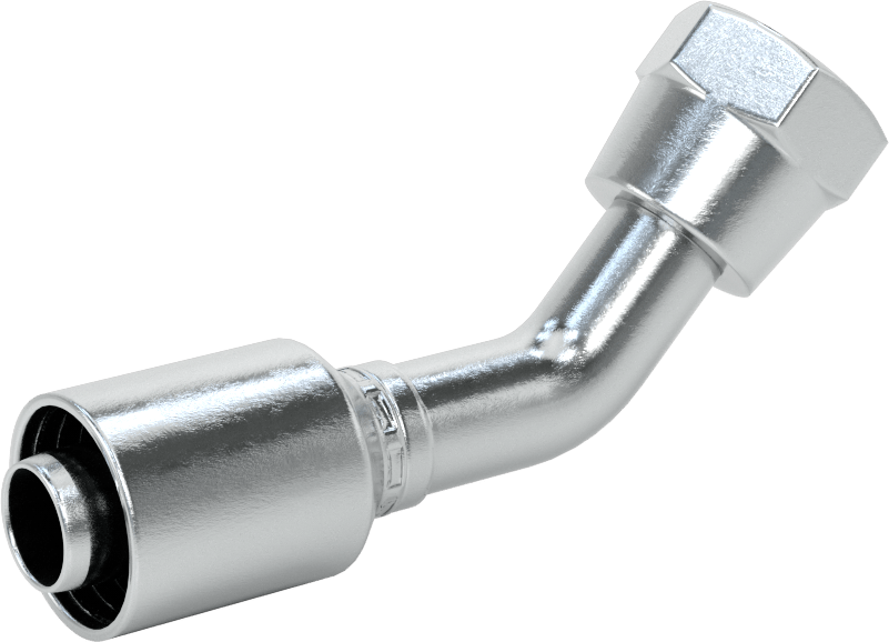 Hidrolik Sıvı için Sıkma Tipi Hortum Adaptörü, 45 Derece, Parker 56 Serisi, 1/2“ Hortum İç Çapı x 3/4”-16 Dişi