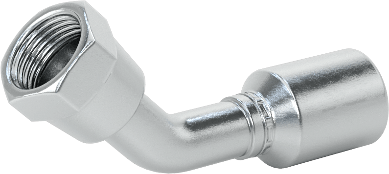 Hidrolik Sıvı için Sıkma Tipi Hortum Adaptörü, 45 Derece, Parker 56 Serisi, 1/2“ Hortum İç Çapı x 3/4”-16 Dişi