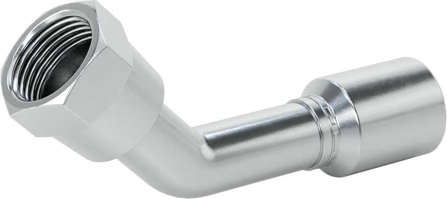 Hidrolik Sıvı için Sıkma Tipi Hortum Adaptörü, 45 Derece, Parker 56 Serisi, 3/4" Hortum İç Çapı, 1-1/16"-12 Dişi