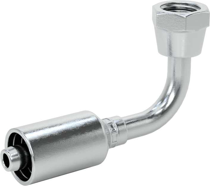 Hidrolik Sıvı için Sıkma Tipi Hortum Adaptörü, 90 Derece, Parker 56 Serisi, 1/4“ Hortum İç Çapı x 7/16”-20 Dişi