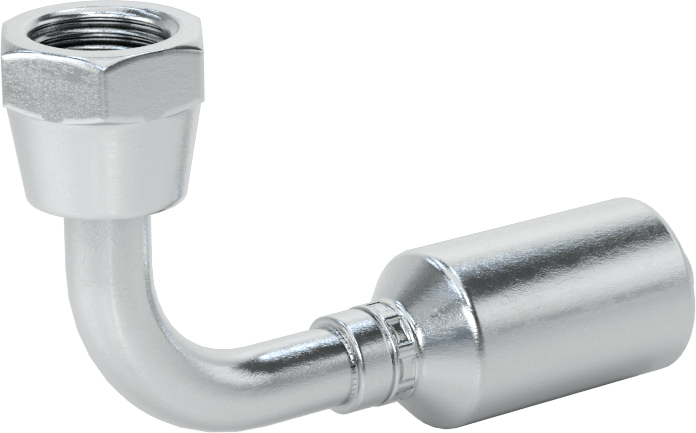 Hidrolik Sıvı için Sıkma Tipi Hortum Adaptörü, 90 Derece, Parker 56 Serisi, 1/4“ Hortum İç Çapı x 7/16”-20 Dişi