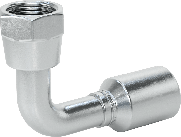 Hidrolik Sıvı için Sıkma Tipi Hortum Adaptörü, 90 Derece, Parker 56 Serisi, 1/2“ Hortum İç Çapı x 3/4”-16 Dişi