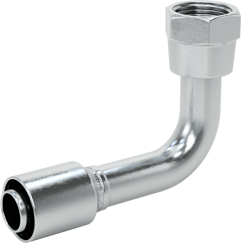Hidrolik Sıvı için Sıkma Tipi Hortum Adaptörü, 90 Derece, Parker 56 Serisi, 3/4" Hortum İç Çapı, 1-1/16"-12 Dişi