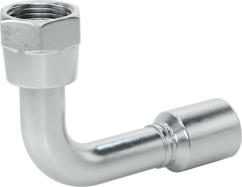 Hidrolik Sıvı için Sıkma Tipi Hortum Adaptörü, 90 Derece, Parker 56 Serisi, 3/4" Hortum İç Çapı, 1-1/16"-12 Dişi