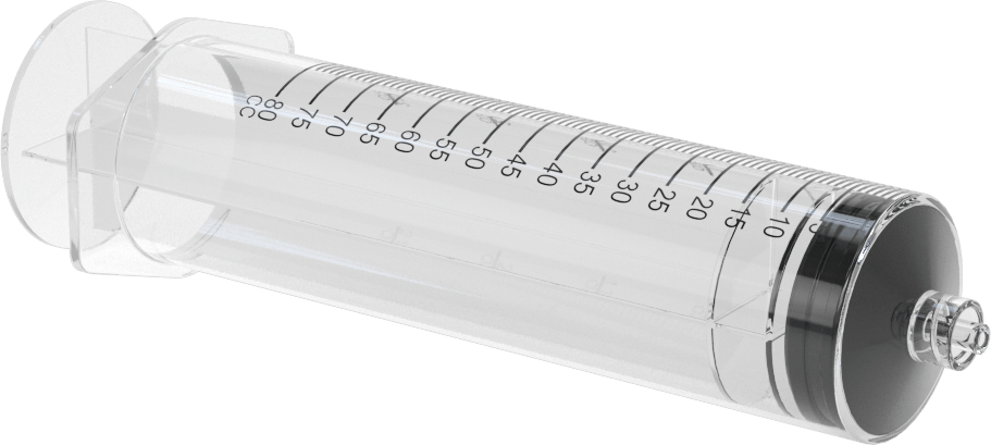 Şeffaf Plastik Şırınga, Luer Lock Bağlantılı, 80 ml Kapasite