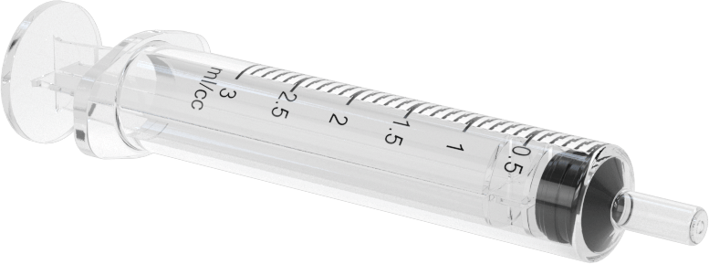 Şeffaf Plastik Şırınga, Luer Slip Bağlantılı, 3 ml Kapasite