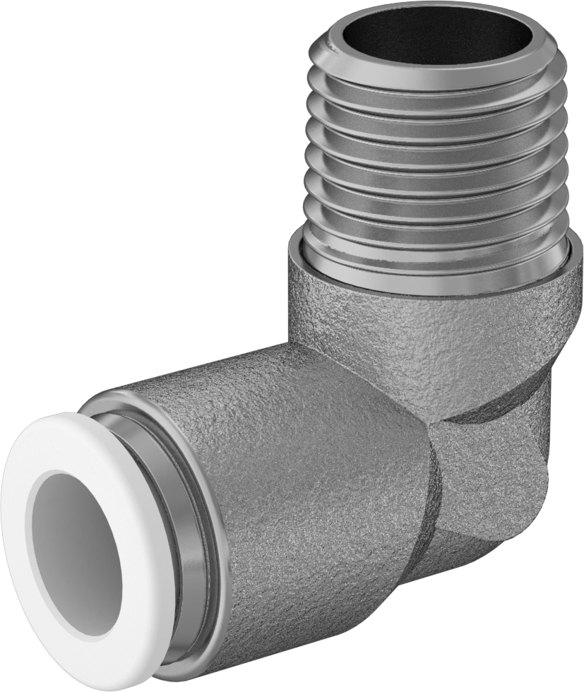 Pirinç Push-to-Connect Bağlantı Elemanı, 90 Derece Dirsek Adaptörü, 8 mm Boru Dış Çapı için, 1/4 BSPT Erkek