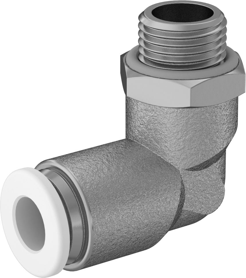 Pirinç Push-to-Connect Bağlantı Elemanı, 90 Derece Dirsek Adaptörü, 6 mm Boru Dış Çapı için, 1/8 BSPP Erkek