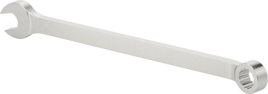 Mat Krom Kaplama Kombinasyon Anahtarı, 12 Noktalı Açıklıklı, 8 mm Boyut, 5-1/2" Toplam Uzunluk