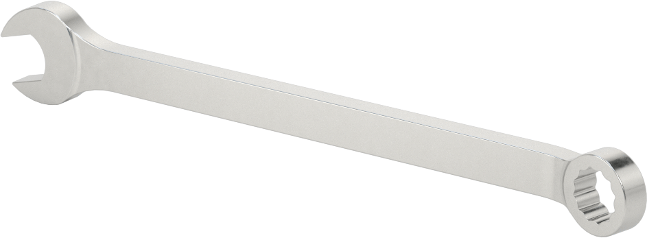 Mat Krom Kaplama Kombinasyon Anahtarı, 12 Noktalı Açıklıklı, 10 mm Boyut, 6-1/8" Toplam Uzunluk