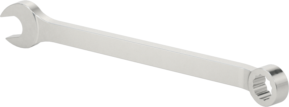 Mat Krom Kaplama Kombinasyon Anahtarı, 12 Noktalı Açıklıklı, 11 mm Boyut, 6-1/2" Toplam Uzunluk