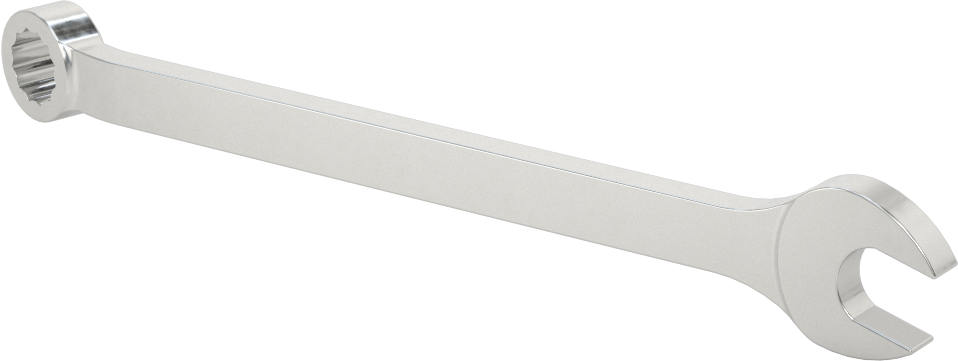 Mat Krom Kaplama Kombinasyon Anahtarı, 12 Noktalı Açıklıklı, 11 mm Boyut, 6-1/2" Toplam Uzunluk