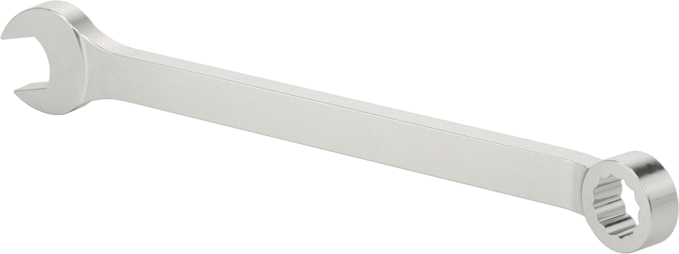 Mat Krom Kaplama Kombinasyon Anahtarı, 12 Noktalı Açıklıklı, 12 mm Boyut, 6-7/8" Toplam Uzunluk