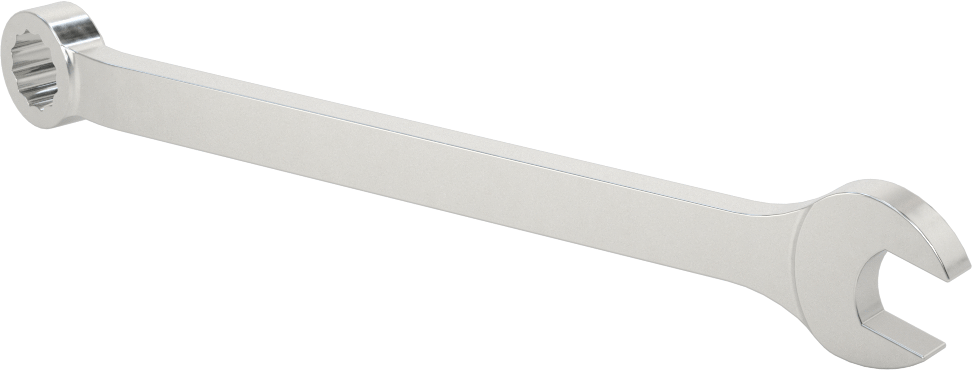 Mat Krom Kaplama Kombinasyon Anahtarı, 12 Noktalı Açıklıklı, 12 mm Boyut, 6-7/8" Toplam Uzunluk