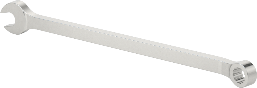 Mat Krom Kaplama Kombinasyon Anahtarı, 12 Noktalı Açıklıklı, 6 mm Boyut, 4-15/16" Toplam Uzunluk