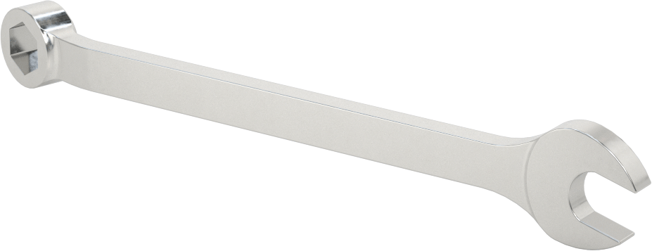 Mat Krom Kaplama Kombinasyon Anahtarı, 6 Noktalı Açıklıklarla, 10 mm Boyut, 6-1/4" Toplam Uzunluk