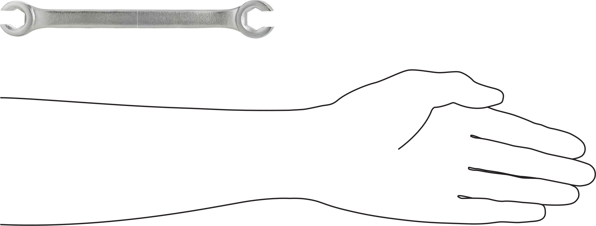 Altıgen Güvenli Tutuşlu Açık Uçlu Anahtar, 13 mm x 14 mm Boyut, 7-5/8" Toplam Uzunluk
