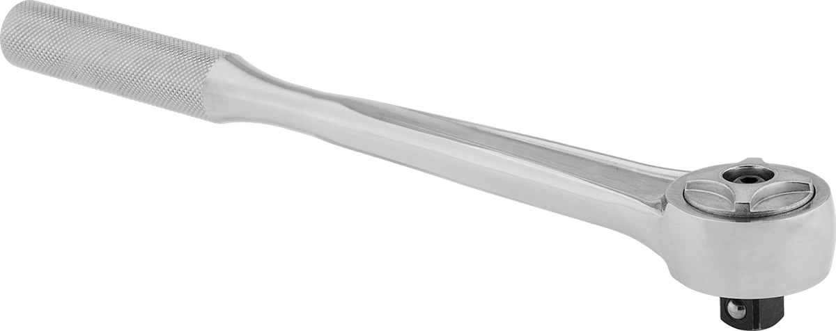 Cırcır Anahtarı, 1/2" Kare Tahrik, 11-1/4" Toplam Uzunluk, Krom Kaplama