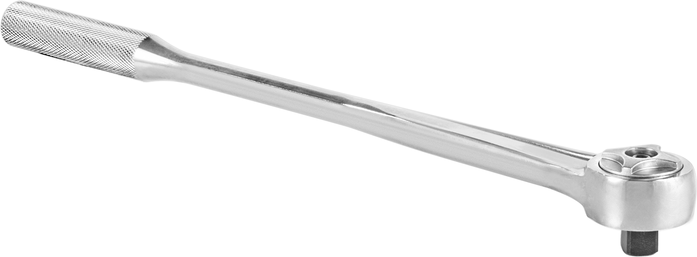 Cırcır Anahtarı, 1/2" Kare Tahrik, 15" Toplam Uzunluk, Krom Kaplama