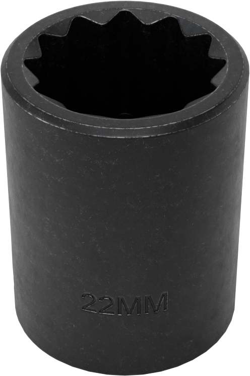 12 Noktalı Standart Darbeli Soket, 1/2" Tahrik, 22 mm Boyut