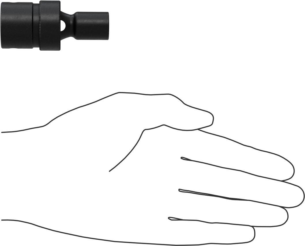 6 Uçlu Darbeli Soket, Flex, 1/2" Kare Tahrik, 11 mm Boyut, 2-9/16" Toplam Uzunluk