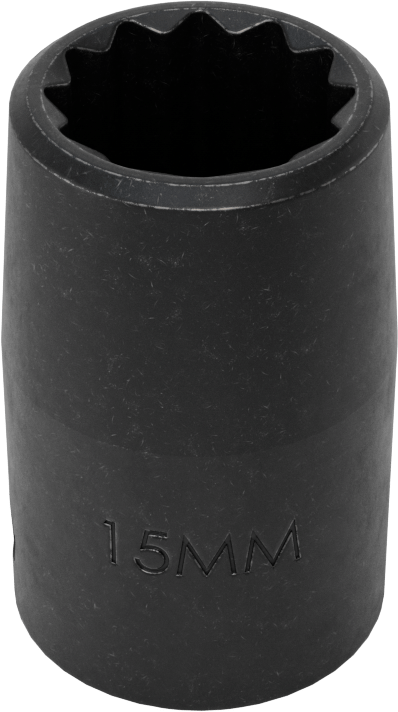 12 Noktalı Standart Darbeli Soket, 1/2" Kare Tahrik, 15 mm Boyut