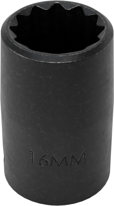 12 Noktalı Standart Darbeli Soket, 1/2" Kare Tahrik, 16 mm Boyut