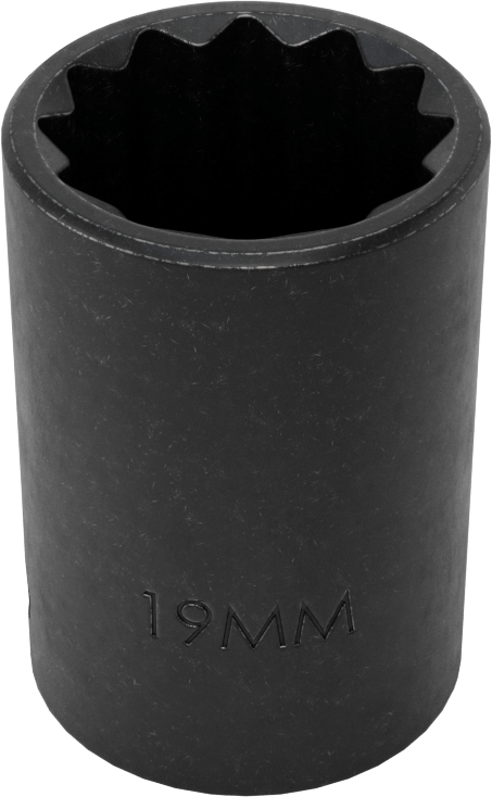 12 Noktalı Standart Darbeli Soket, 1/2" Kare Tahrik, 19 mm Boyut
