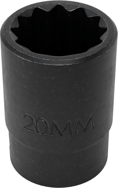12 Noktalı Standart Darbeli Soket, 1/2" Kare Tahrik, 20 mm Boyut