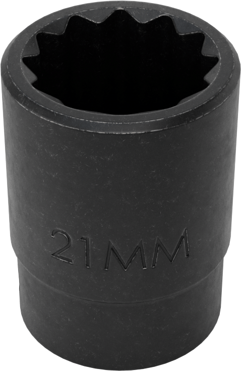12 Noktalı Standart Darbeli Soket, 1/2" Kare Tahrik, 21 mm Boyut
