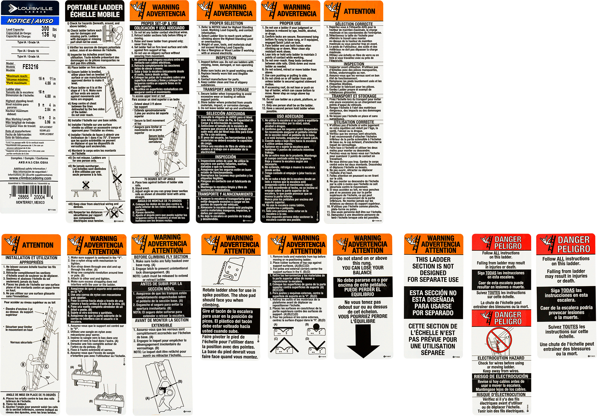 Louisville Duty Rating and Safety/Instructions