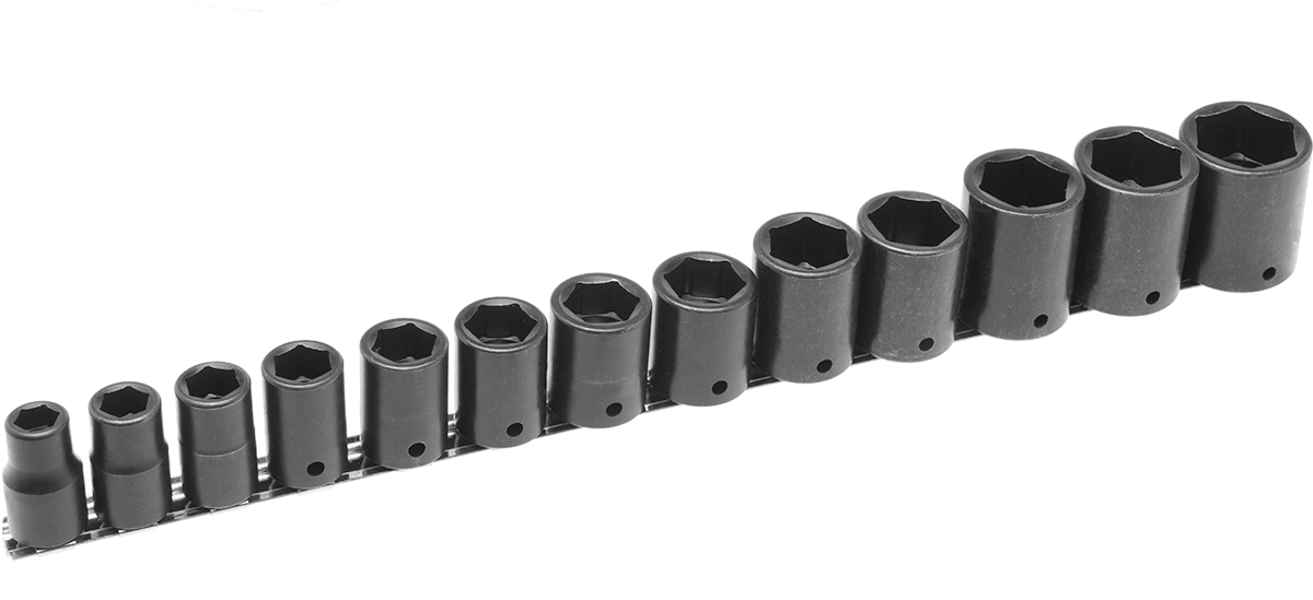 6-Nokta Darbeli Lokma Anahtar Seti, 1/2" Kare Tahrik, 13 Parça, Inch