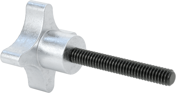 Sol Dişli Saplama Düğmesi, Alüminyum, Dört Kollu, 1/4"-20 Diş