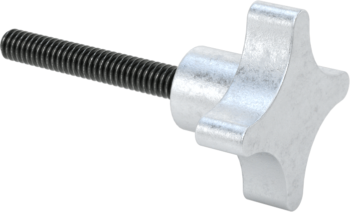 Sol Dişli Saplama Düğmesi, Alüminyum, Dört Kollu, 1/4"-20 Diş