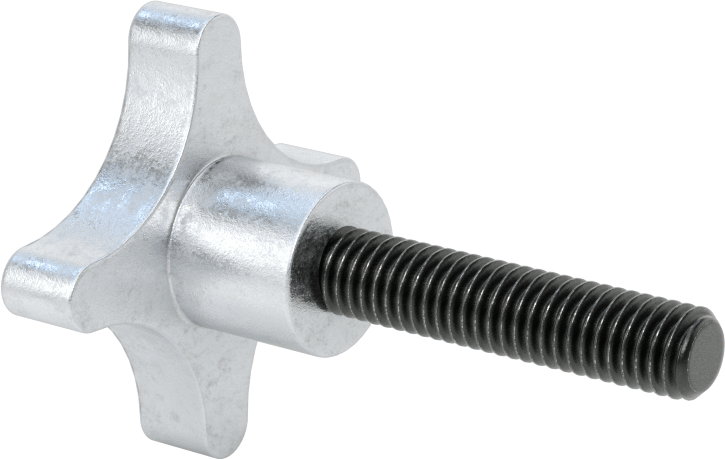 Sol Dişli Saplama Düğmesi, Alüminyum, Dört Kollu, 3/8"-16 Diş
