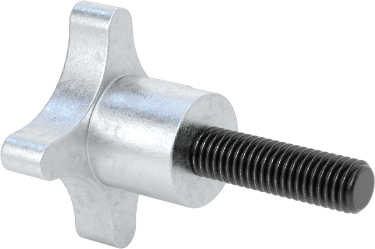 Sol Dişli Saplama Düğmesi, Alüminyum, Dört Kollu, 1/2"-13 Diş
