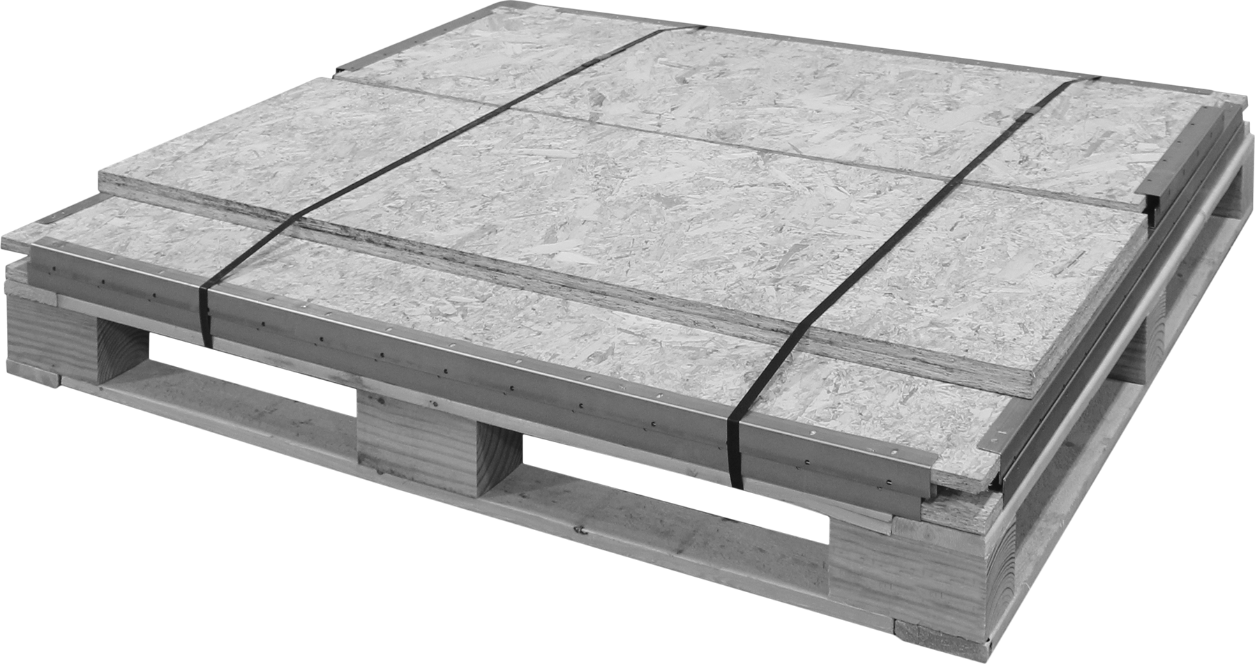 Ahşap Nakliye Kutusu, Palet Kaydırıcıları ile, 3100 lb Kapasite, 48" x 48" x 24"