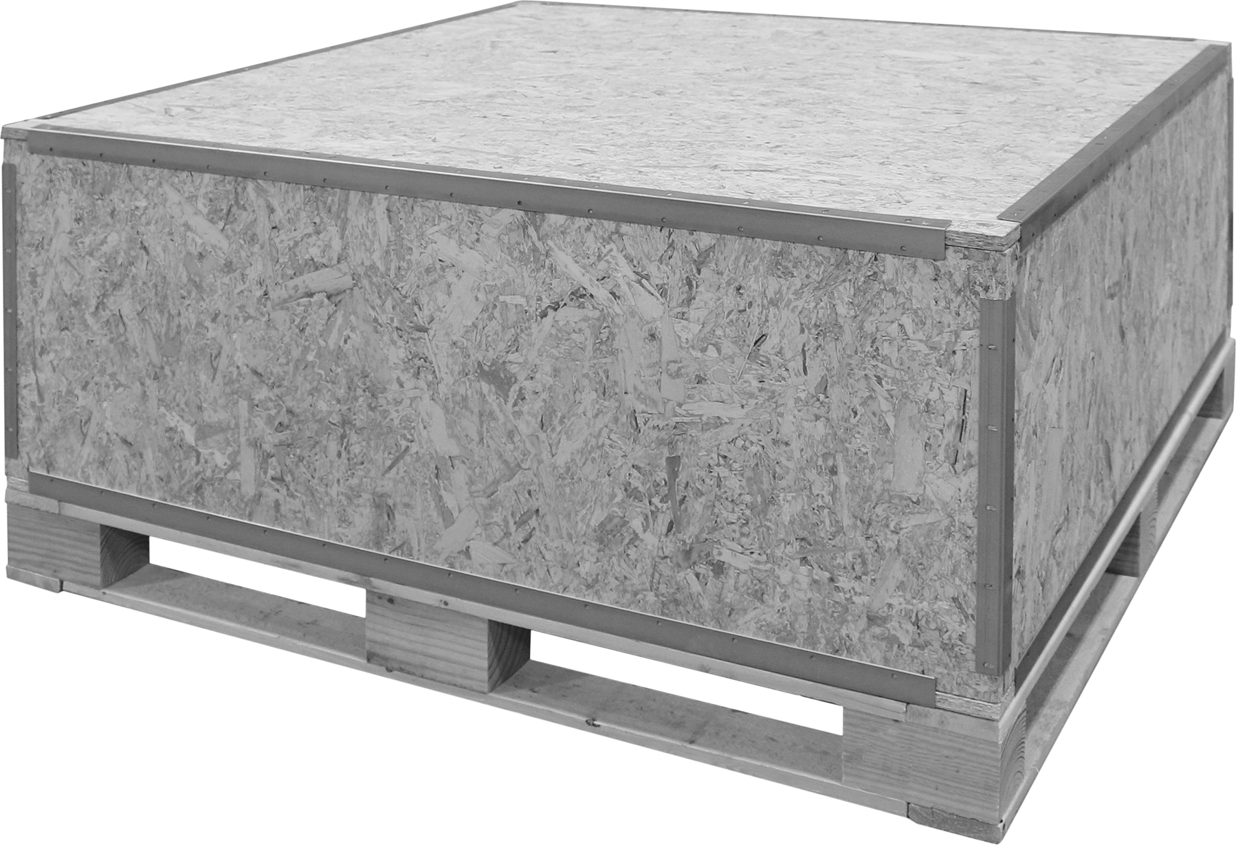 Ahşap Nakliye Kutusu, Palet Kaydırıcıları ile, 3100 lb Kapasite, 48" x 48" x 24"