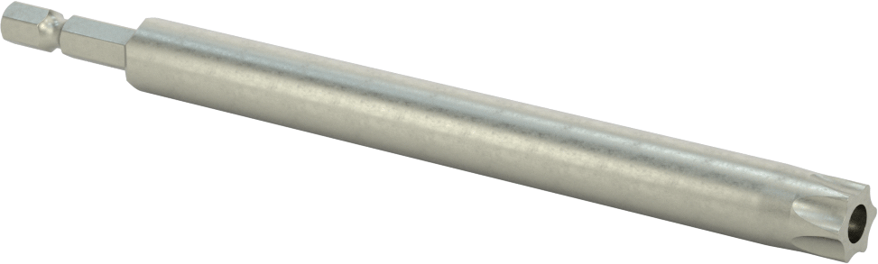 Kurcalanmaya Dayanıklı Torx Uç, Elektrikli Aletler için 1/4" Altıgen Şaft, T55 Boyutu, 6" Toplam Uzunluk