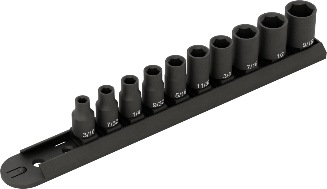 6 Uçlu Darbeli Soket, 10 Parça İnç Seti, 1/4" Kare Tahrik