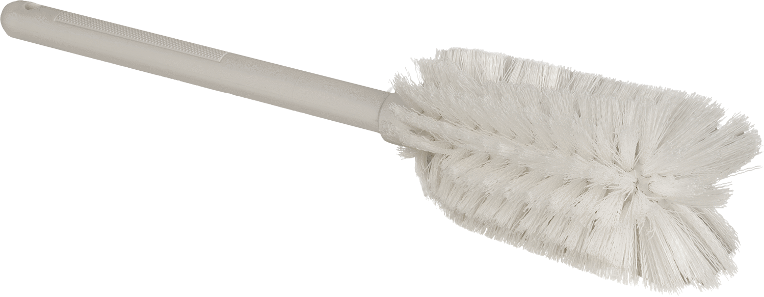 Kimyasal ve Sıcaklığa Dayanıklı Şişe Fırçası, 2-3/4“-3-1/4” Çap x 6-1/2" Uzunluk Fırça, 16" Toplam Uzunluk, Beyaz