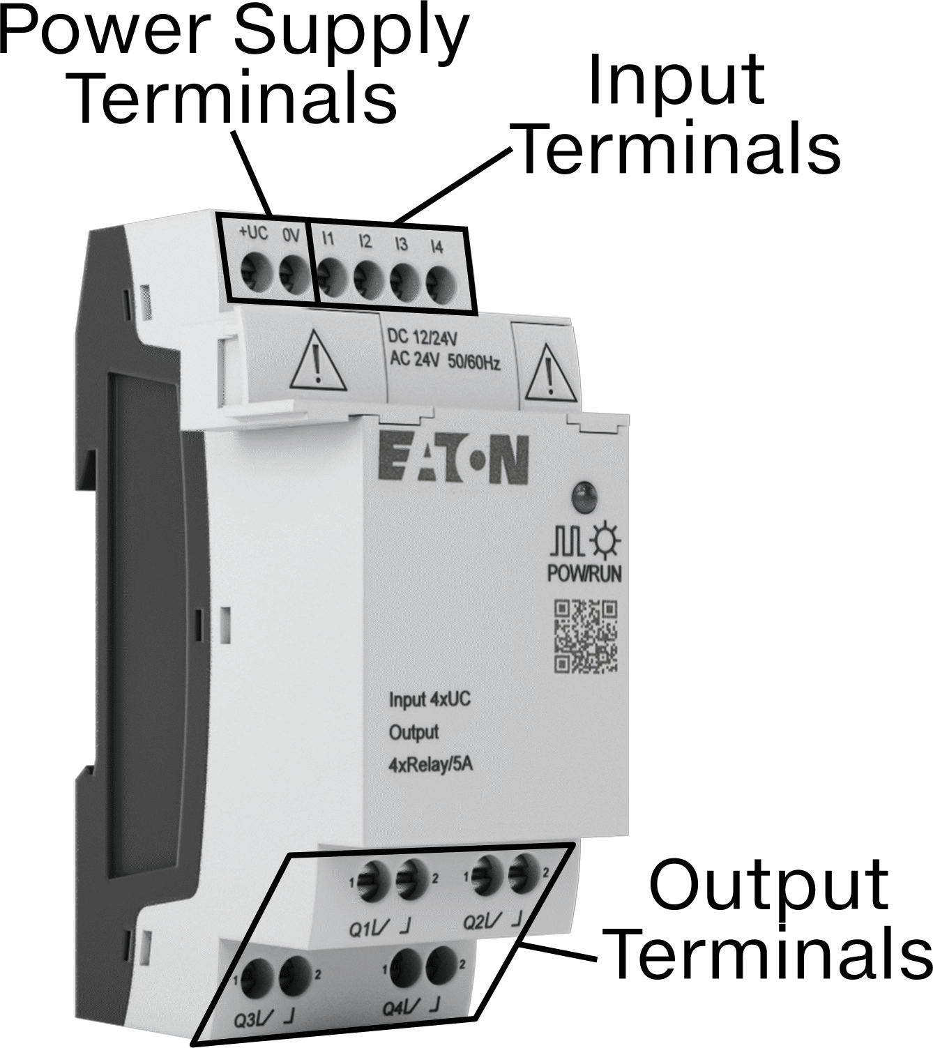 Eaton Easy E4 Serisi Kompakt PLC, Dijital Modül, 4 Röle, 12VDC, 24VAC/DC, Yaylı Kelepçe
