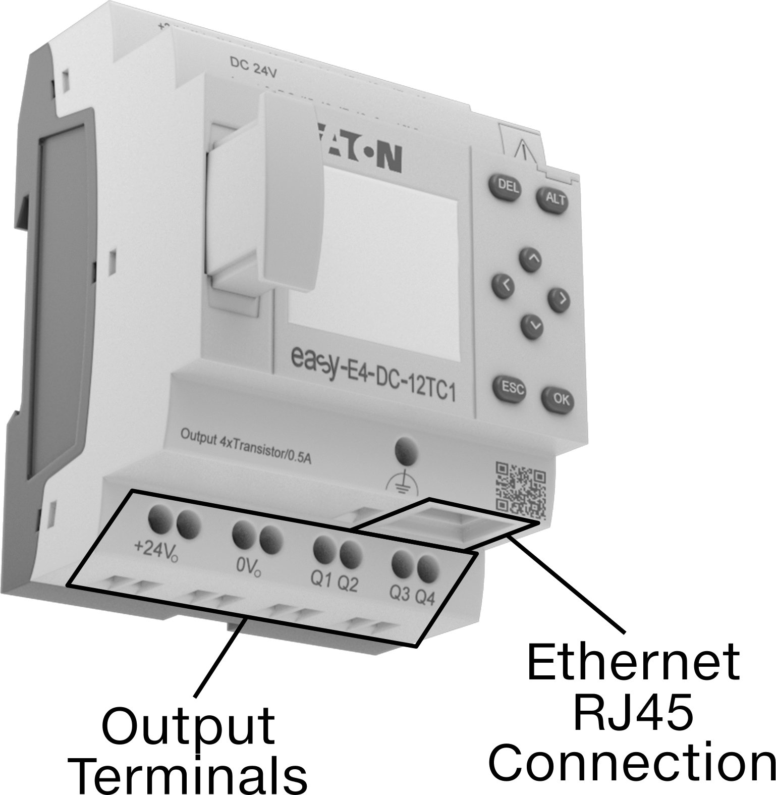 Eaton Easy E4 Serisi Kompakt PLC, Ekranlı, 4 Transistör Çıkışı, 24VDC, Vida Terminali